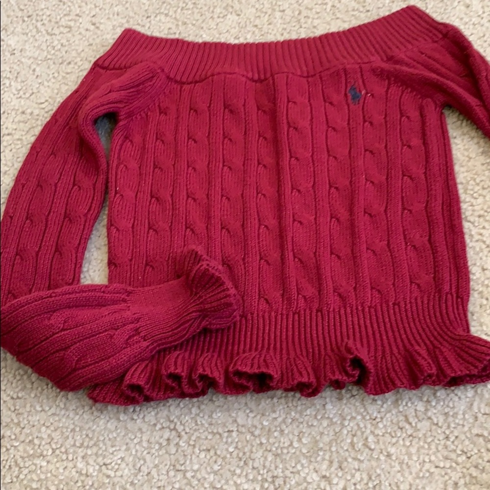 Ralph Lauren Cranberry Ruffle sweater NWOT S